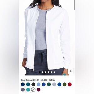 Grey's Anatomy Millie spandex stretch Women's White zip scrub Jacket Medium